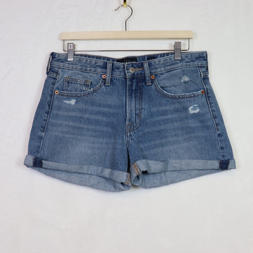 LUCKY BRAND Blue Distressed Cuffed The Boyfriend Short 6/28‎